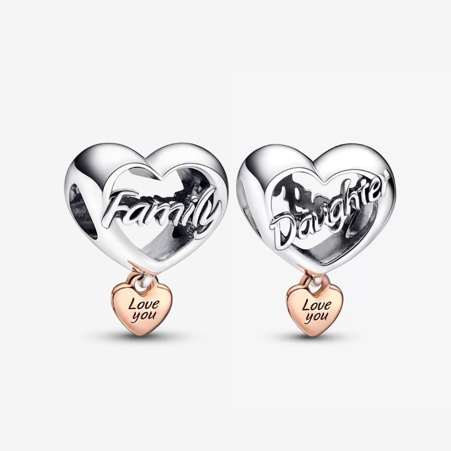 【Moments】PanLove You Family/Daughter Heart Charm 782326C00 782327C00 925 Silver heart-shaped pendant