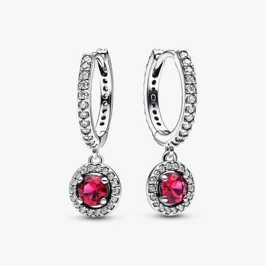 Red Round Sparkling Hoop Earrings 925 silver 292379C01 red penant earrings