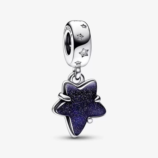 【Moments】Celestial Galaxy Star Murano Dangle Charm 925 silver 792368C01 blue lucky stone pendant