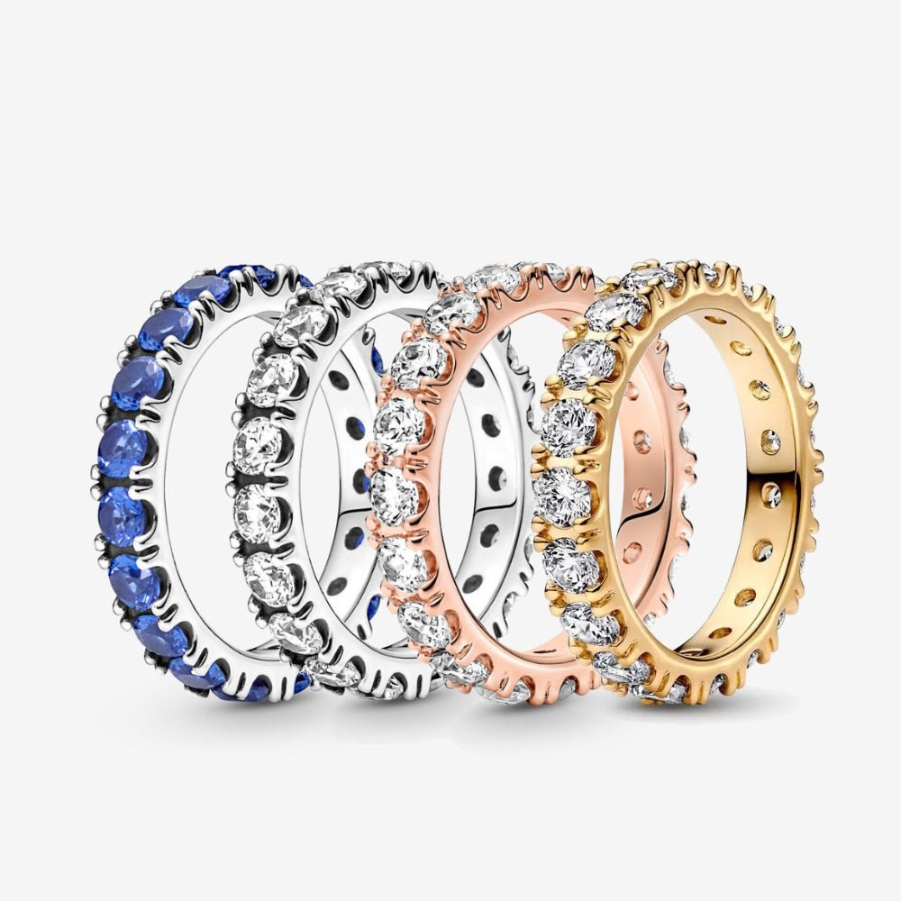 PAN Sparkling Row Eternity Ring 925 silver women diamond silver rose gold blue 190050C01 180050C02 190050C02 180050C01