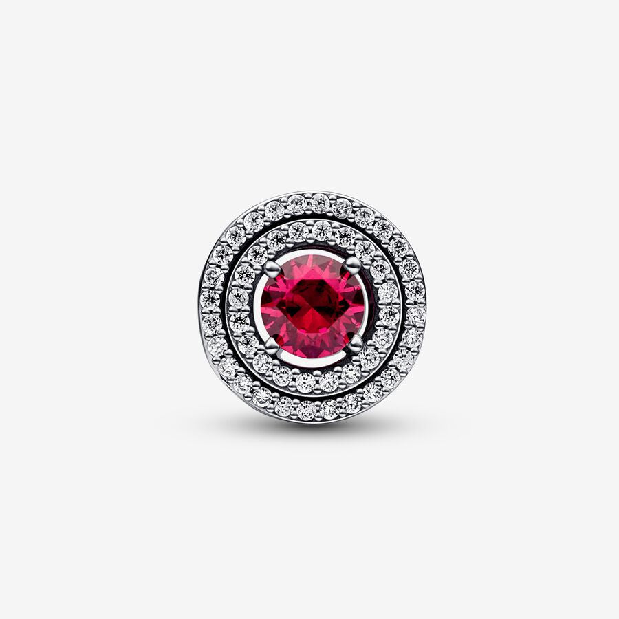 【Moments】Red Sparkling Leveled Round Charm 925 silver 792418C01 red round diamond