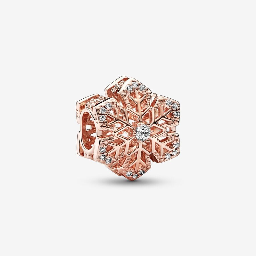 【Moments】Festive Snowflake Charm 782378C01 Rose gold Classic Hollow dimensional snowflake pendant