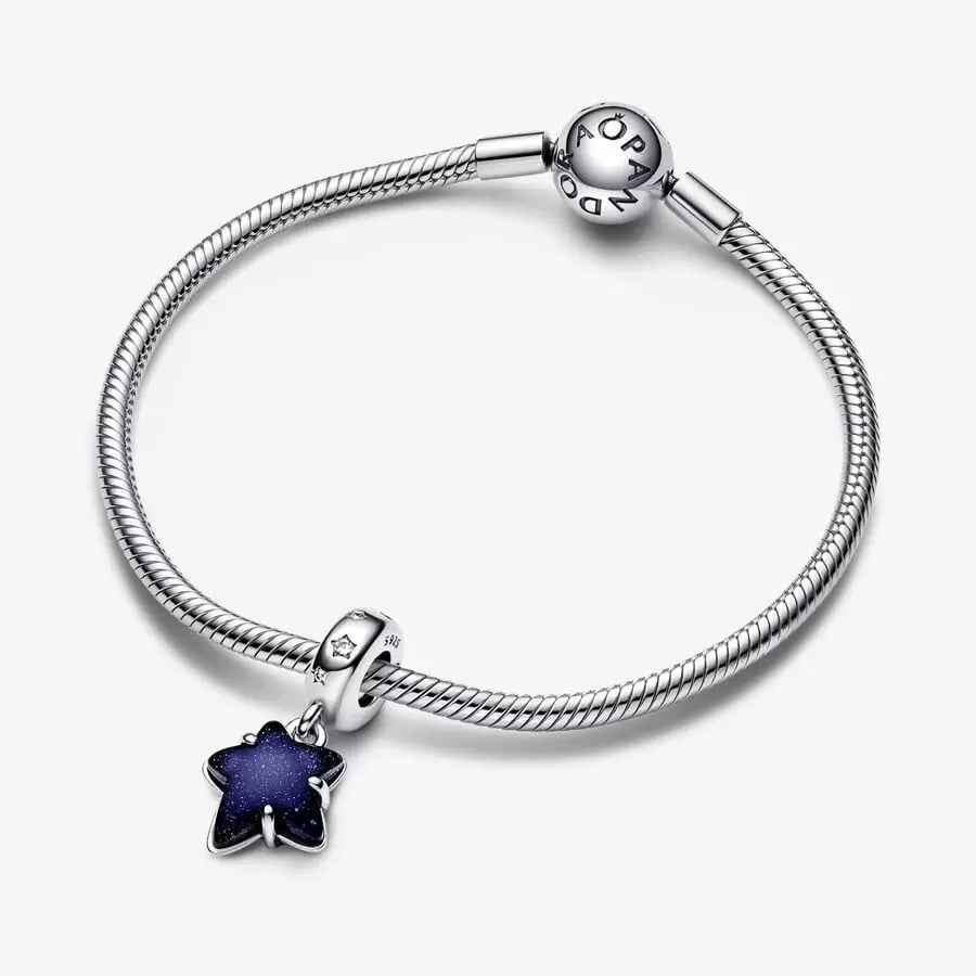 【Moments】Celestial Galaxy Star Murano Dangle Charm 925 silver 792368C01 blue lucky stone pendant