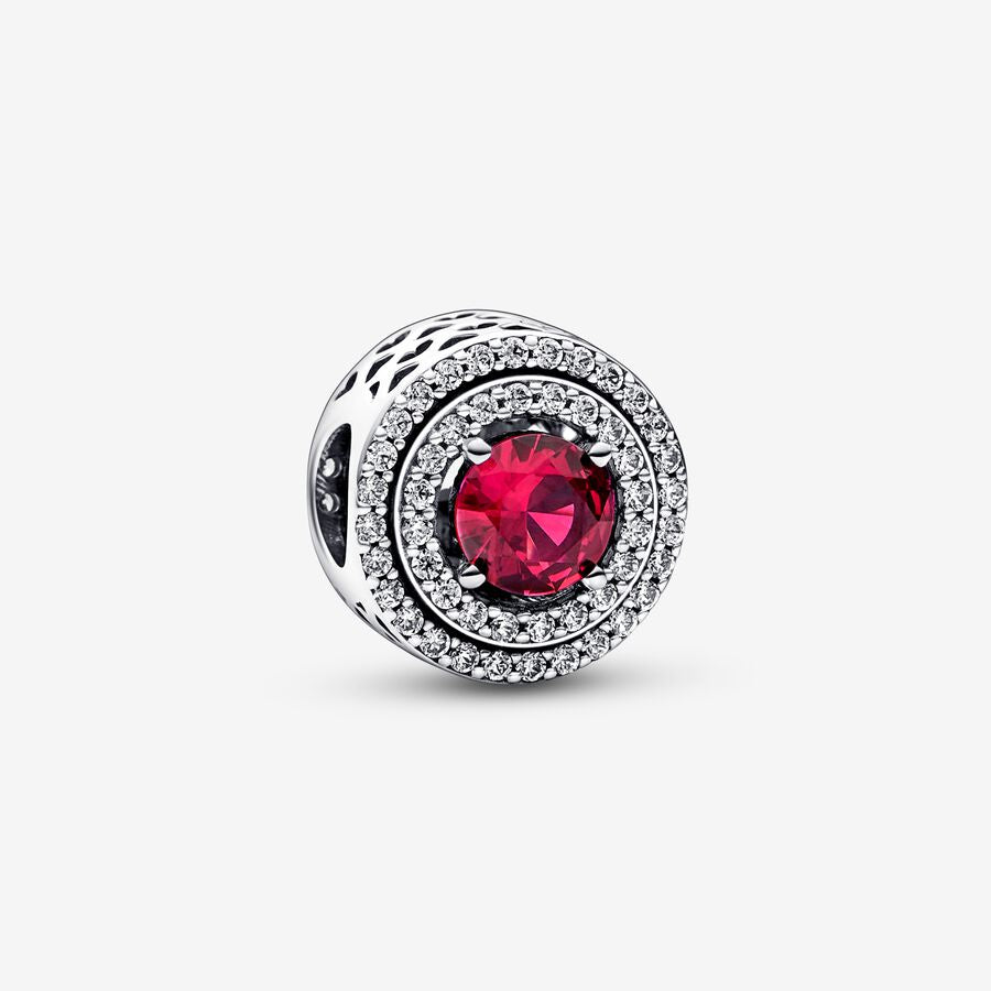 【Moments】Red Sparkling Leveled Round Charm 925 silver 792418C01 red round diamond