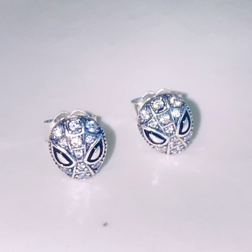 Marvel Spider-Man Mask Pavé Stud Earrings 925 silver 292354C01 Sterling Silver diamond Anime cartoon