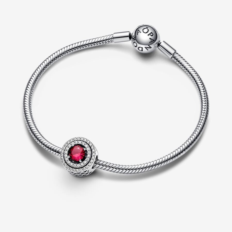 【Moments】Red Sparkling Leveled Round Charm 925 silver 792418C01 red round diamond