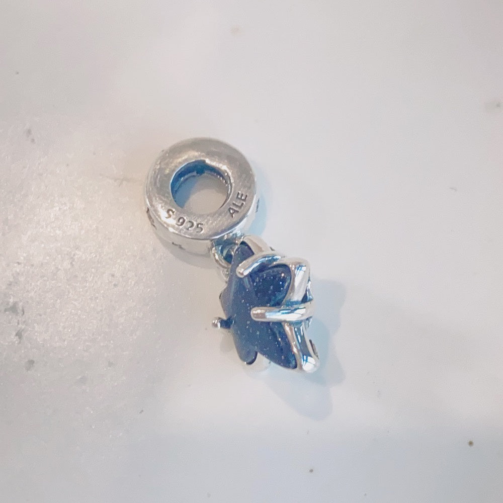 【Moments】Celestial Galaxy Star Murano Dangle Charm 925 silver 792368C01 blue lucky stone pendant