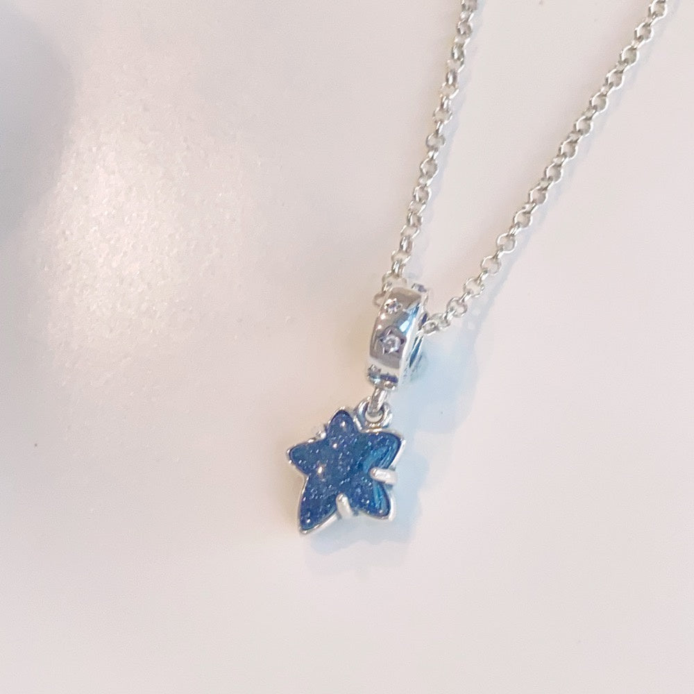 【Moments】Celestial Galaxy Star Murano Dangle Charm 925 silver 792368C01 blue lucky stone pendant