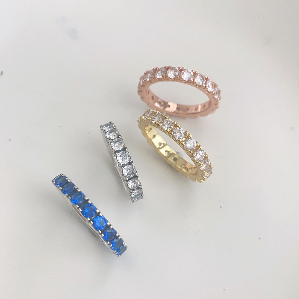 PAN Sparkling Row Eternity Ring 925 silver women diamond silver rose gold blue 190050C01 180050C02 190050C02 180050C01