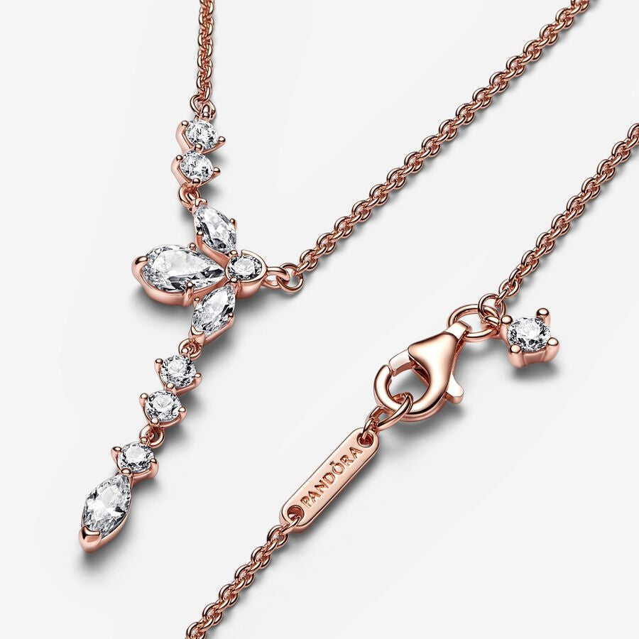 Sparkling Herbarium Cluster Drop Collier Necklace 382386C01 rose gold with stone