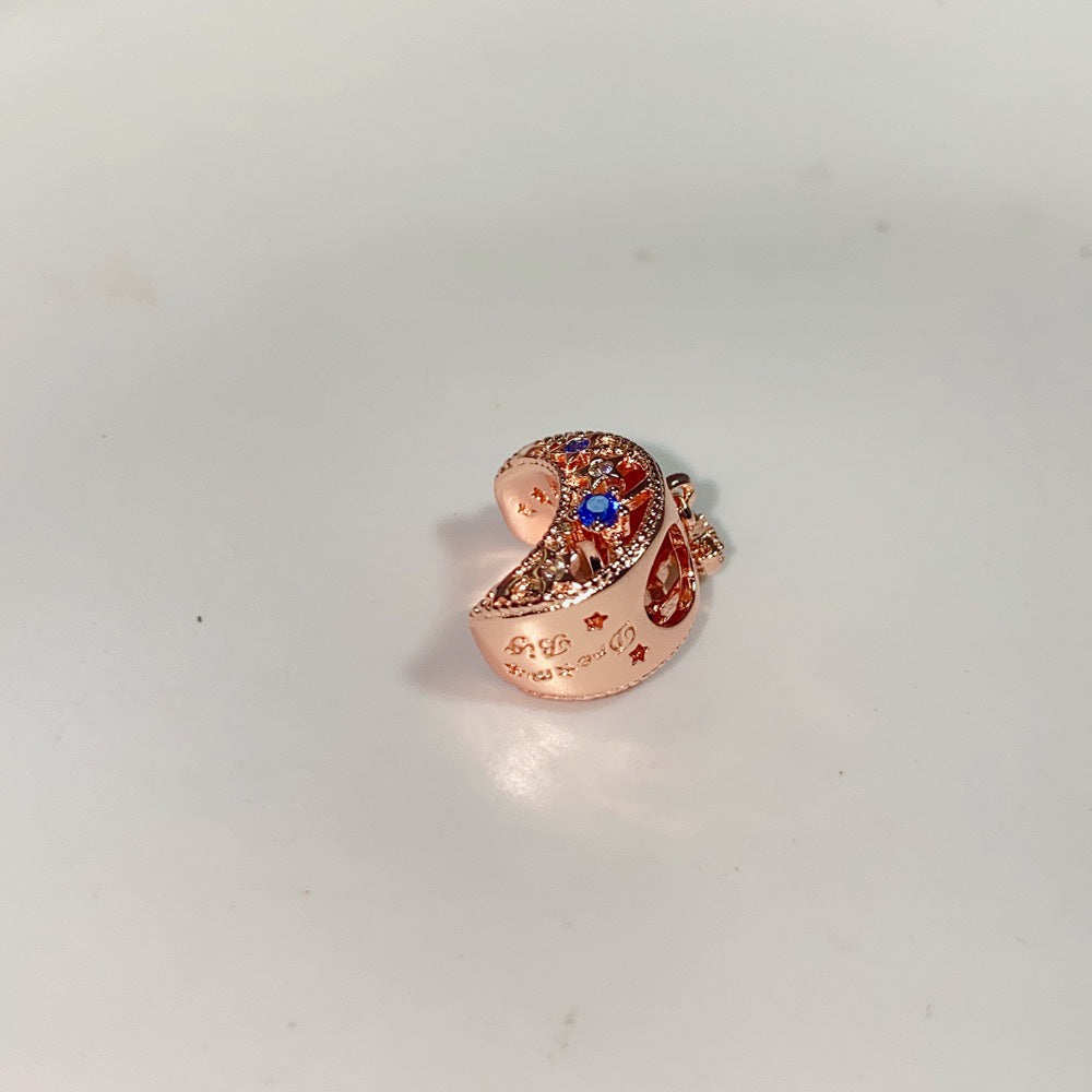 【Moments】PAN Star & Crescent Moon Charm 789643C01 799643C01 Blue stone 925 Sterling Silver rose gold pendant