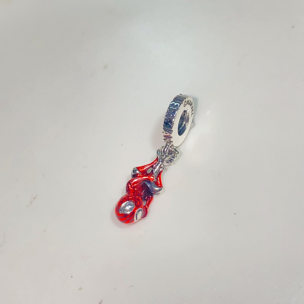 【Moments】PAN Hanging Spider-Man Dangle Charm 925 silver 792323C01 Red Superman Movie cartoon pendant