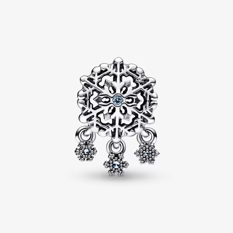 【Moments】Icy Snowflake Drop Charm 792367C01 925 Silver blue Christmas family frozen