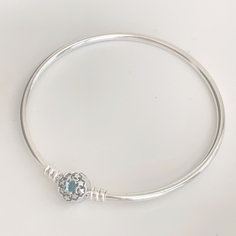 【Moments】PAN Aladdin Princess Jasmine Bangle 925 silver bracelet 592342C01 Blue luck stone