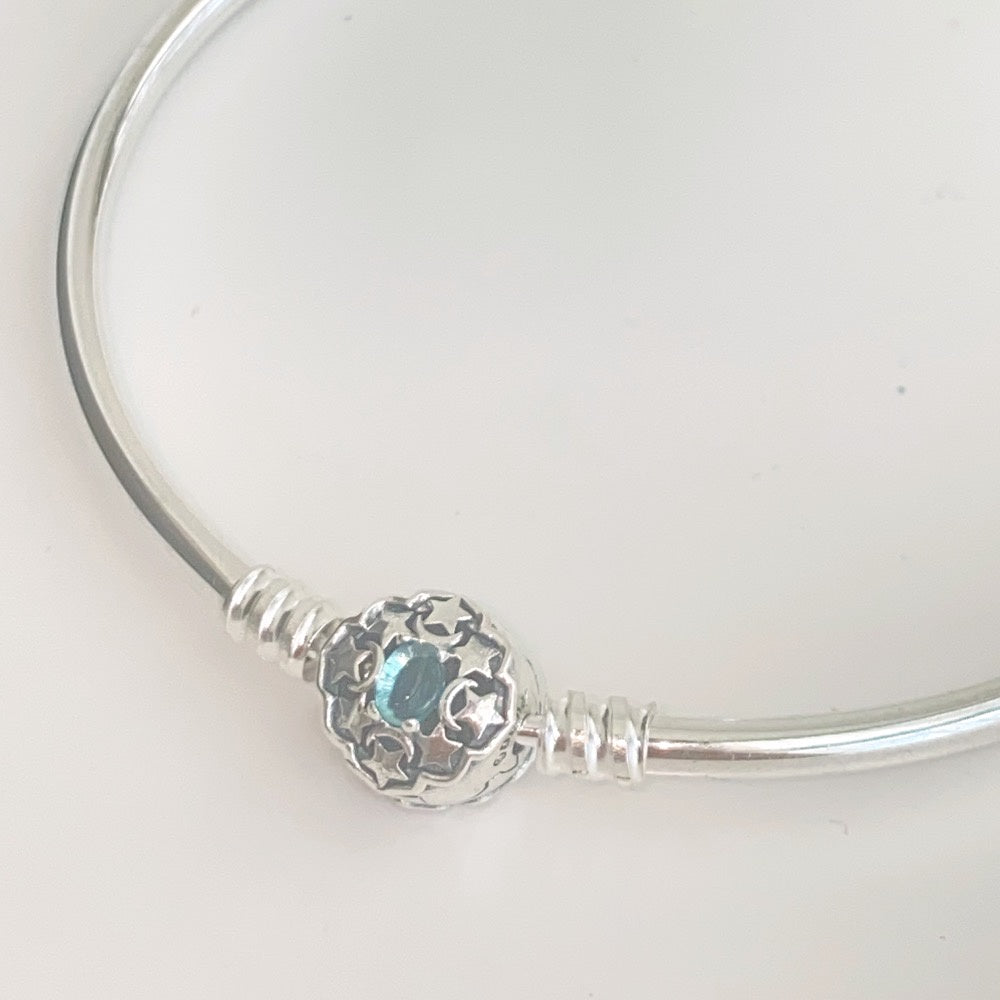 【Moments】PAN Aladdin Princess Jasmine Bangle 925 silver bracelet 592342C01 Blue luck stone