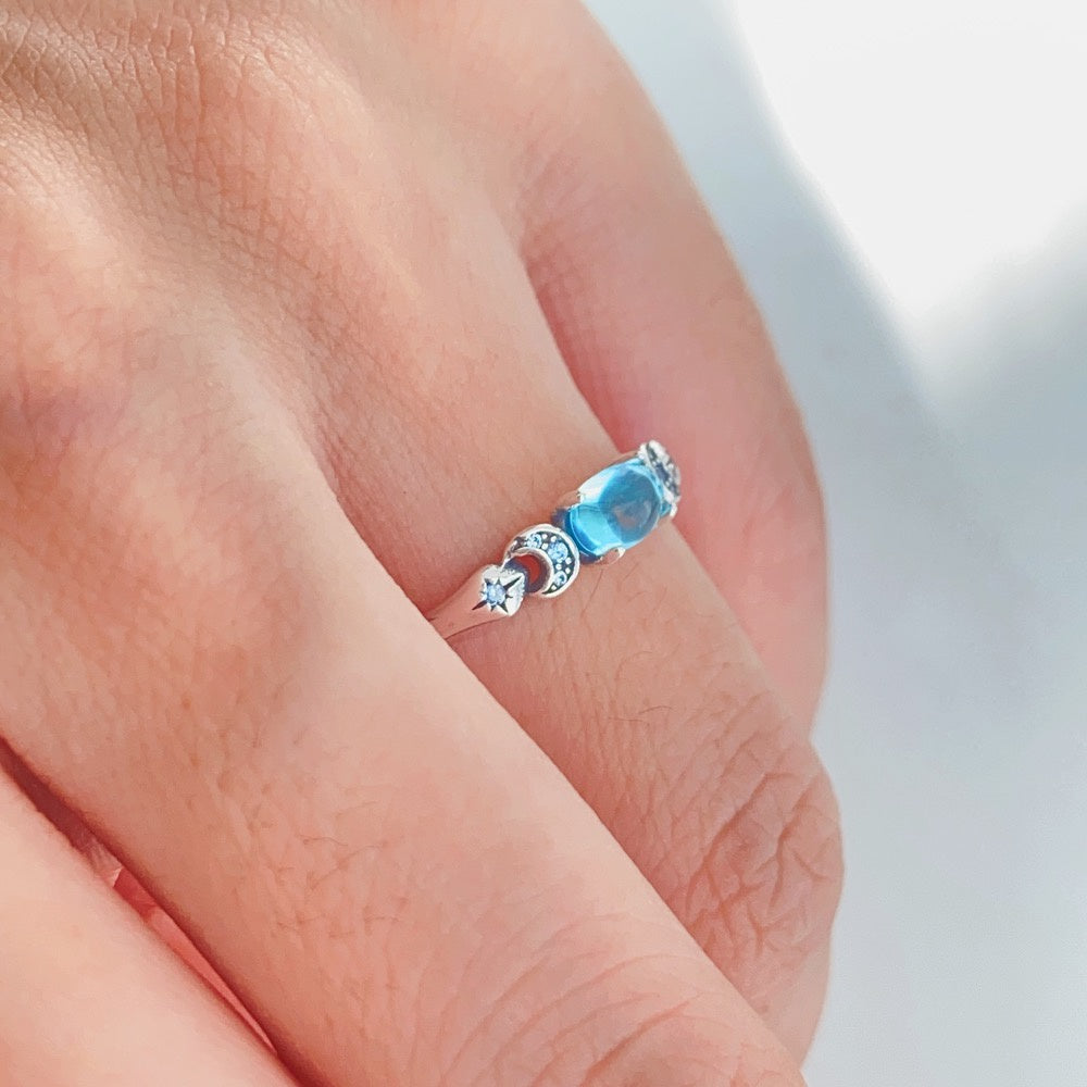 PAN Aladdin Princess Jasmine Ring 192344C01 Blue Stone 925 silver women Men diamond