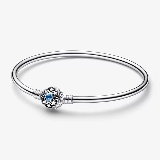 【Moments】PAN Aladdin Princess Jasmine Bangle 925 silver bracelet 592342C01 Blue luck stone