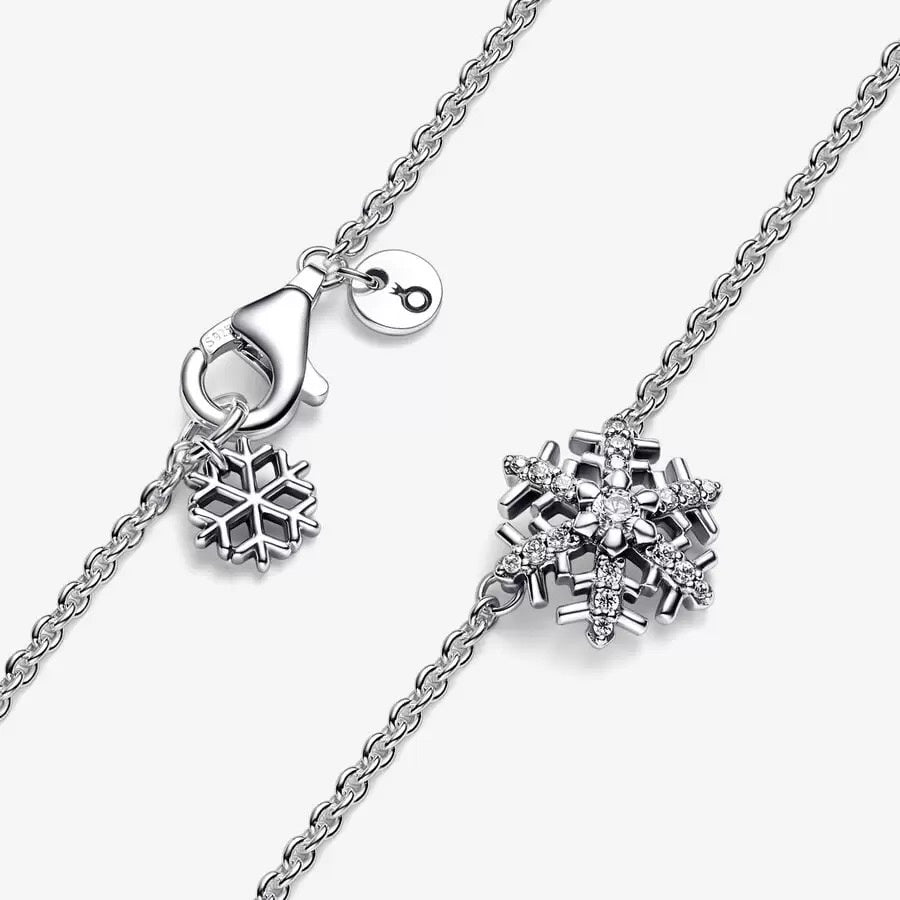 PAN Sparkling Snowflake Pendant Necklace 925 silver for women diamond 392371C01