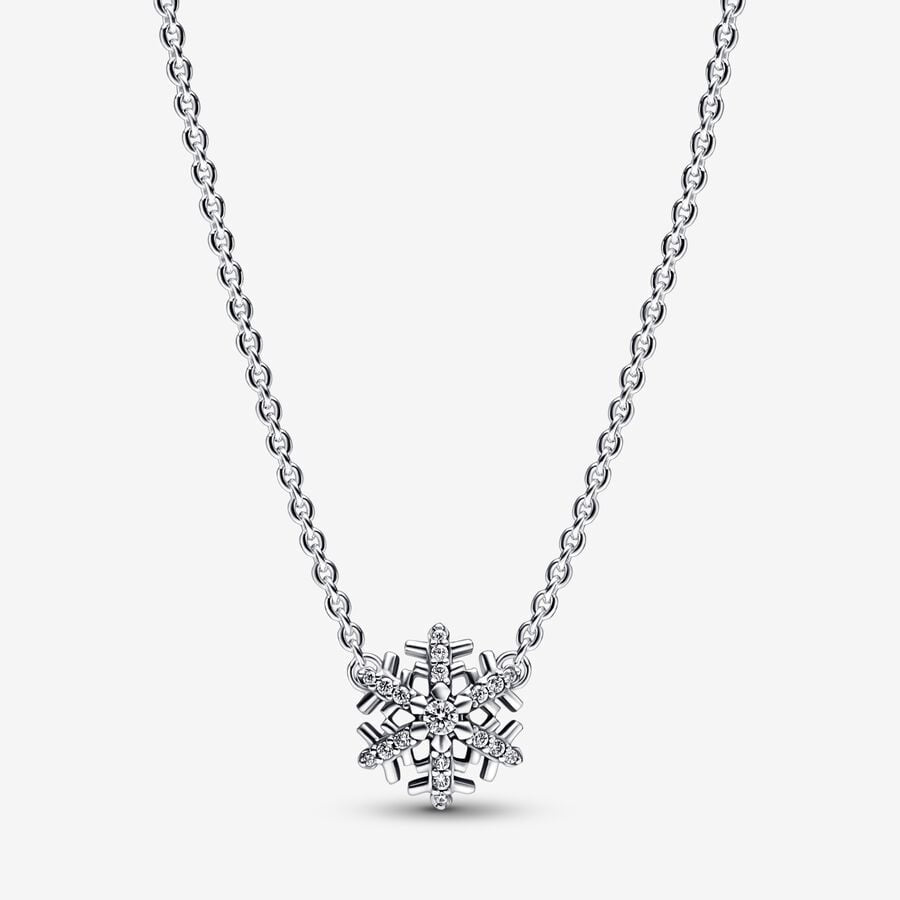 PAN Sparkling Snowflake Pendant Necklace 925 silver for women diamond 392371C01