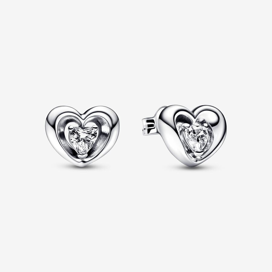 PAN Radiant Heart & Floating Stone Stud Earrings 925 silver 292500C01 Classic style