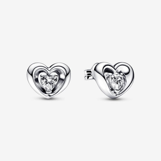 PAN Radiant Heart & Floating Stone Stud Earrings 925 silver 292500C01 Classic style