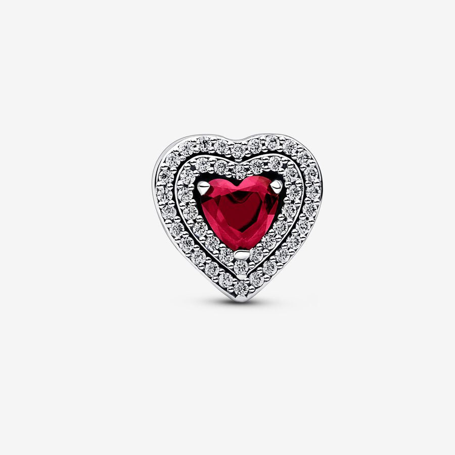 【Moments】PAN Red Sparkling Levelled Heart Charm 799218C02 925 Silver Classic shine diamond