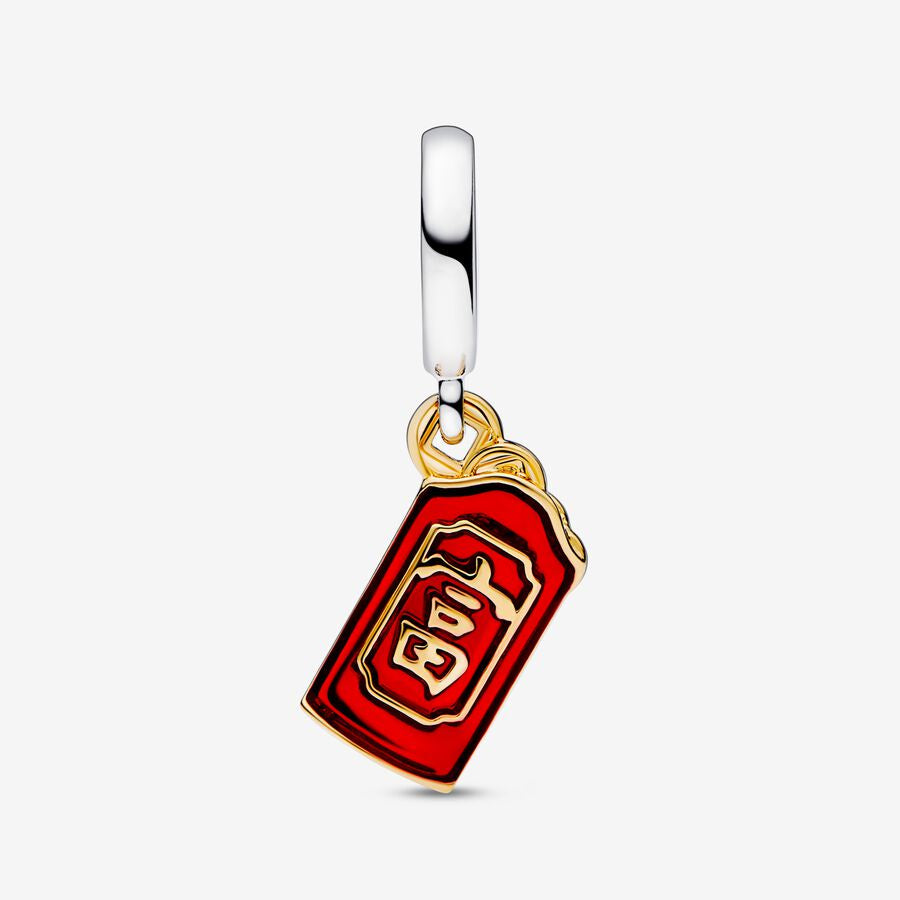 【Moments】Pan Two-tone Red Envelope Dangle Charm 762470C01 925 Silver Gold coin rich Luck pendant