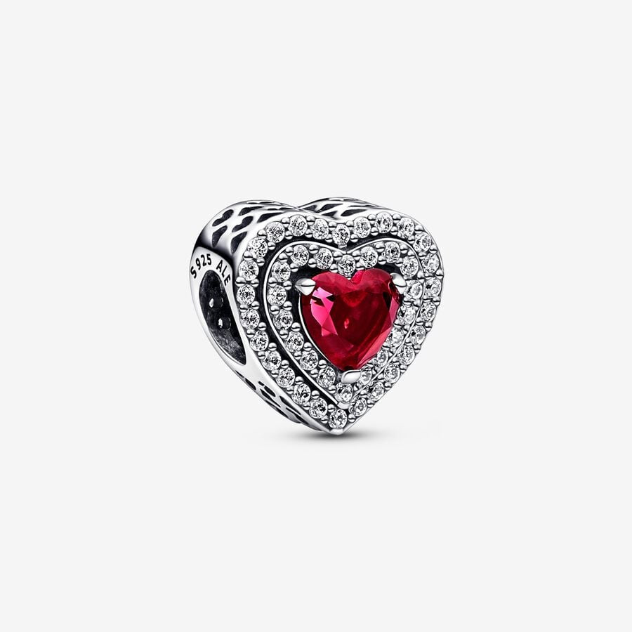 【Moments】PAN Red Sparkling Levelled Heart Charm 799218C02 925 Silver Classic shine diamond