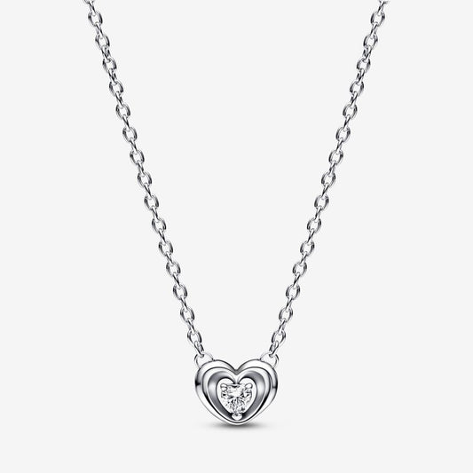 PAN Radiant Heart & Floating Stone Pendant Collier Necklace 925 silver simplicity 392494C01