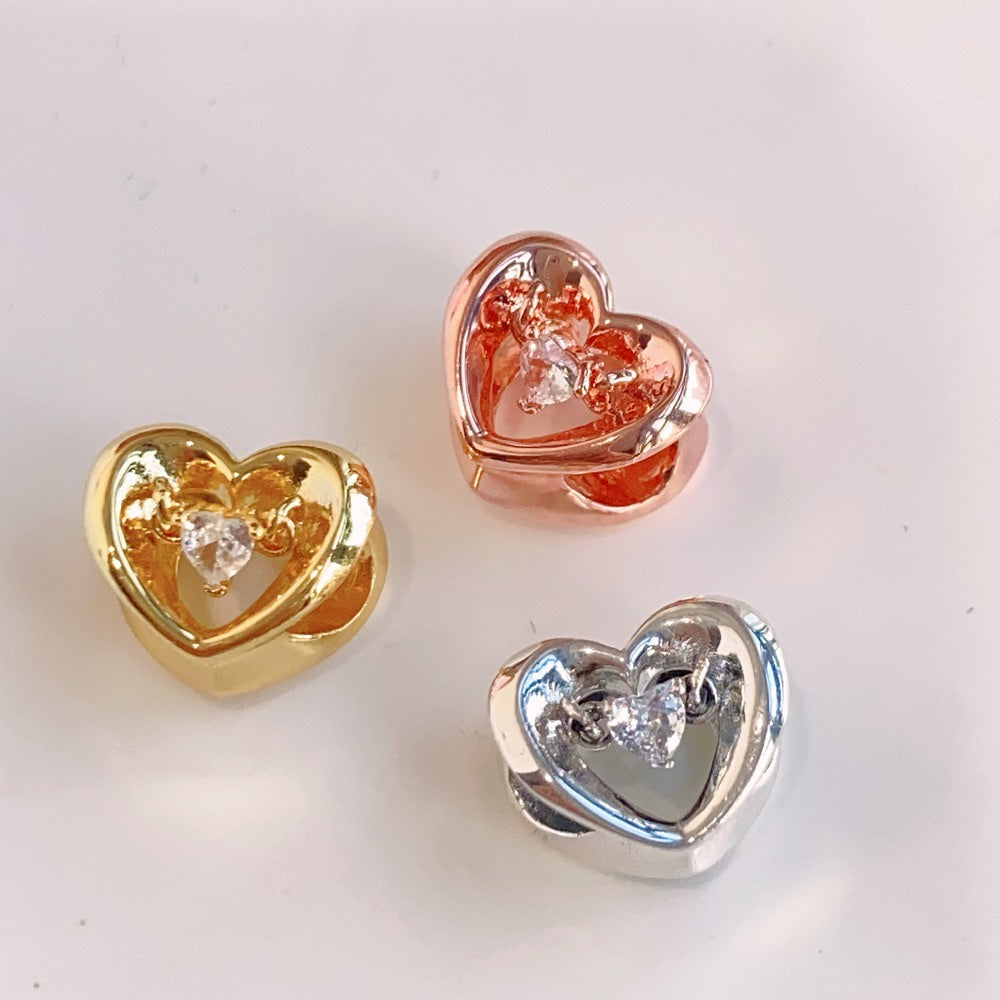 【Moments】Pan Radiant Heart & Floating Stone Charm Silver 792493C01 762493C01 782493C01 925 Silver beat heart