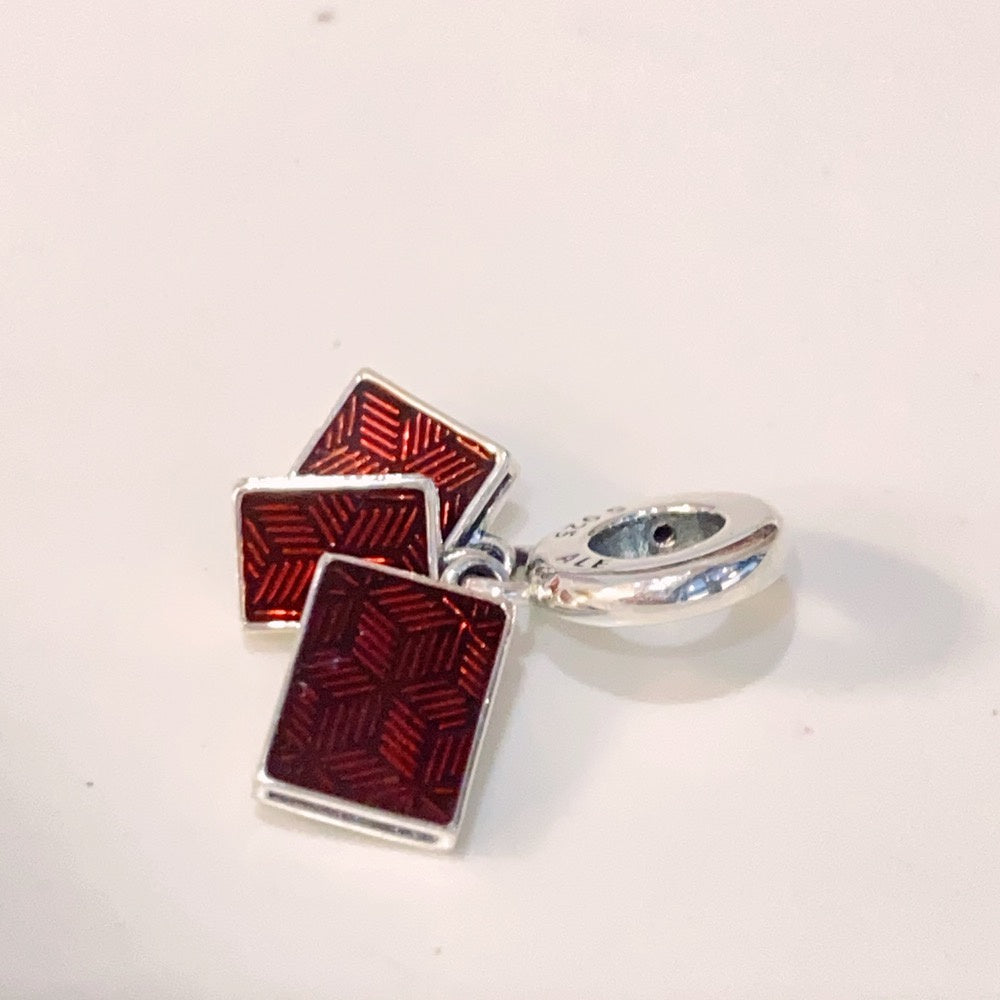 【Moments】PAN Mahjong Triple Dangle Charm 792523C01 925 Silver New Year Red lucky pendant