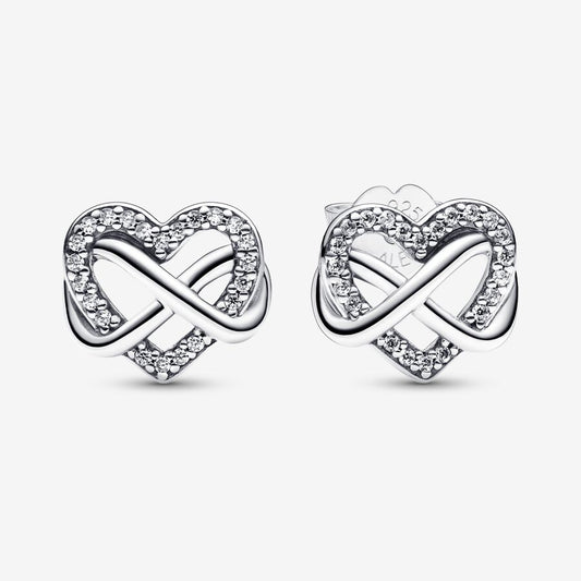 Pan Sparkling Infinity Heart Stud Earrings 925 silver for women 925 silver 292667C01 Classic style