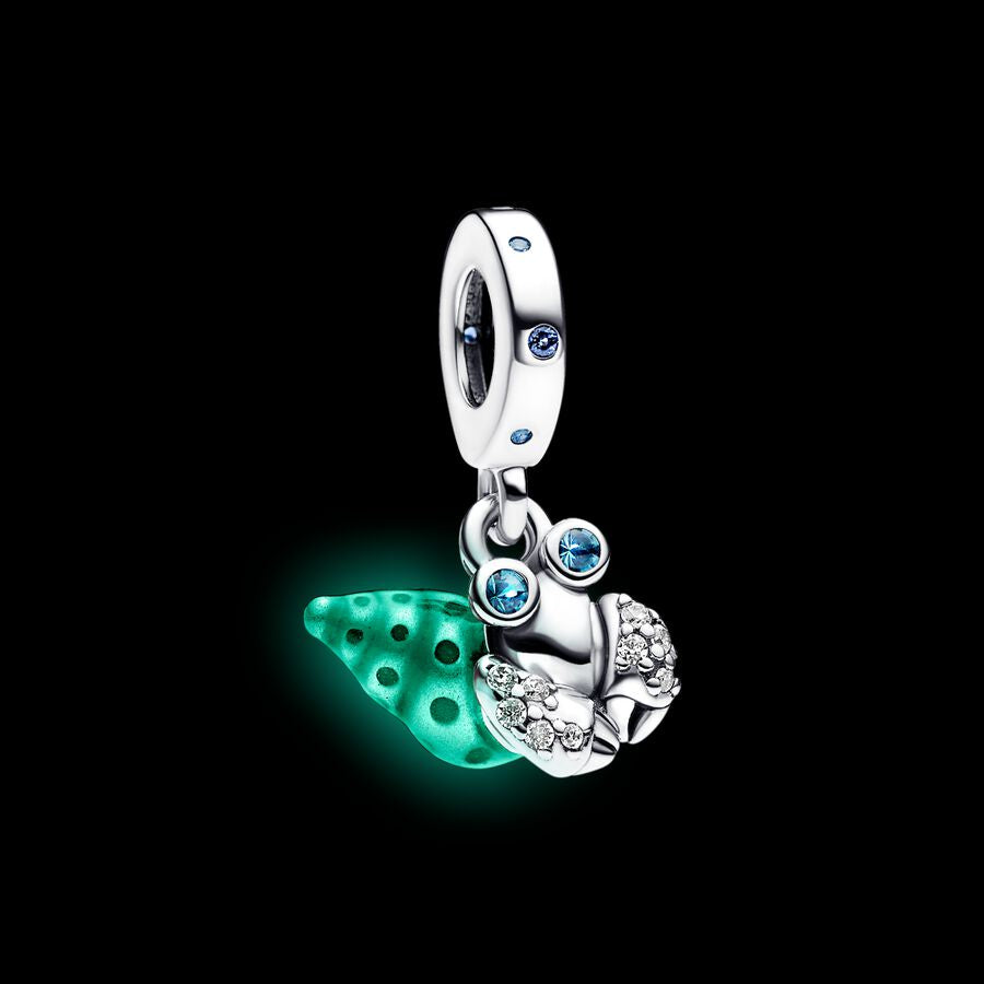 【Moments】Glow-in-the-dark Hermit Crab Dangle Charm 792700C01 925 Silver animal Blue ocean pendant