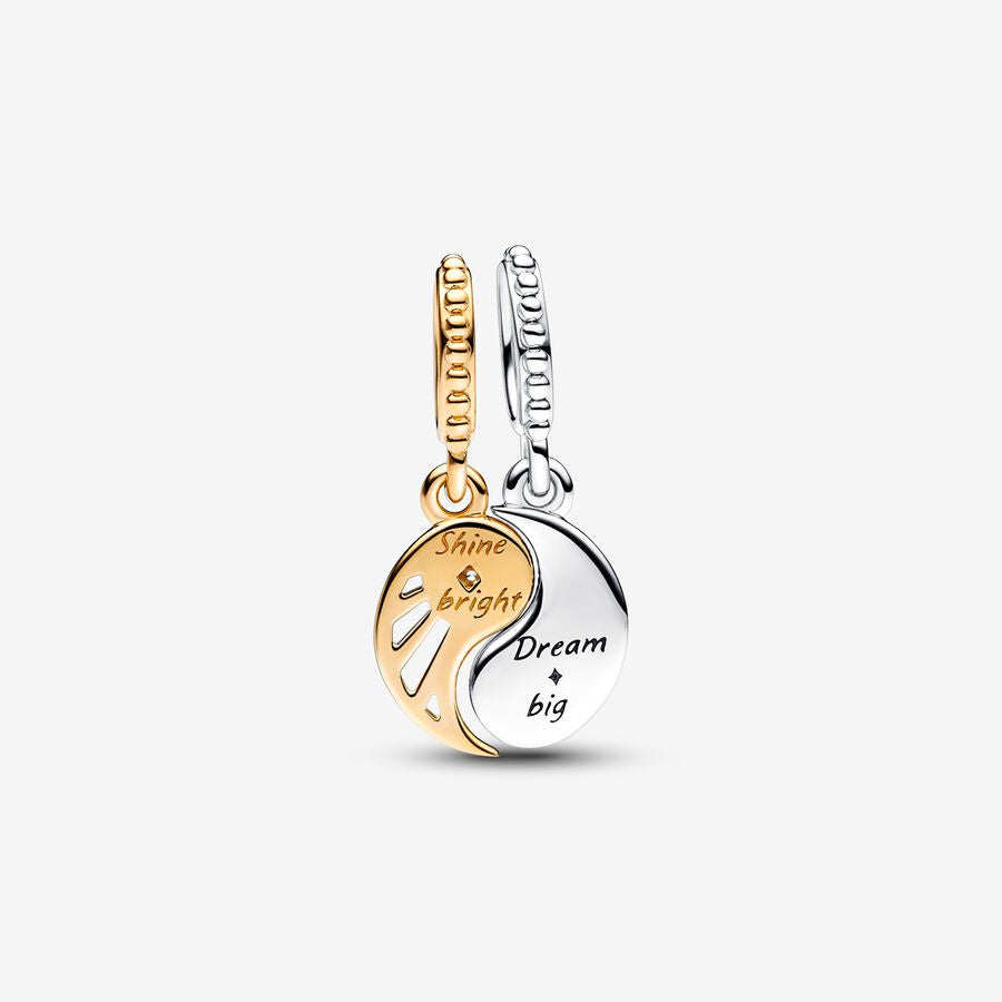 【Moments】PAN Two-tone Splittable Sun & Moon Dangle Charm  762678C01 2in1 couple Lucky pendant