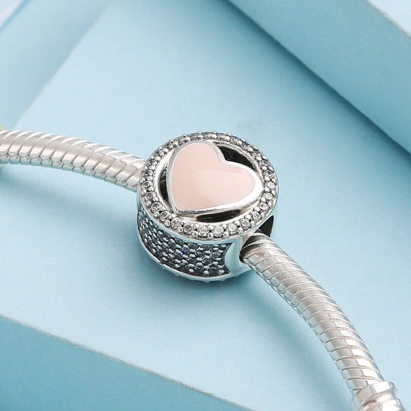 【Moments】Pan Pandora Pink Heart Pavé Halo Charm 792034CZ 925 Silver Valentine's Day