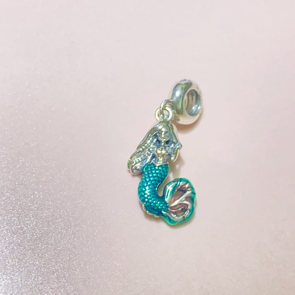 【Moments】The Little Mermaid Ariel Dangle Charm 792695C01 925 Silver Blue Princess travel pendant