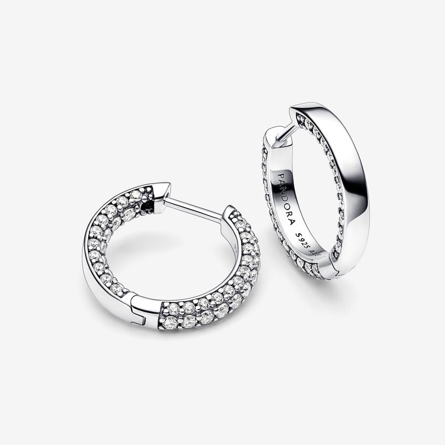 Red Timeless Pavé Single-row Hoop Earrings 292624C01 925 silver classic big hoop Earring