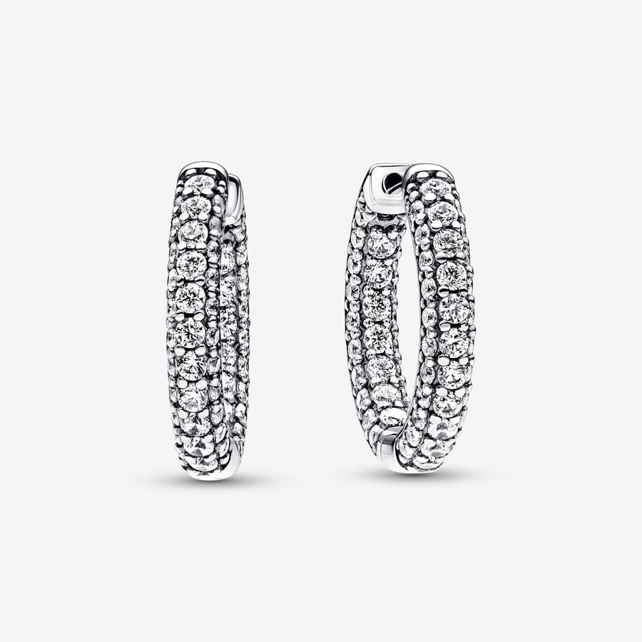 Red Timeless Pavé Single-row Hoop Earrings 292624C01 925 silver classic big hoop Earring