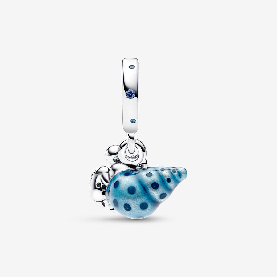 【Moments】Glow-in-the-dark Hermit Crab Dangle Charm 792700C01 925 Silver animal Blue ocean pendant