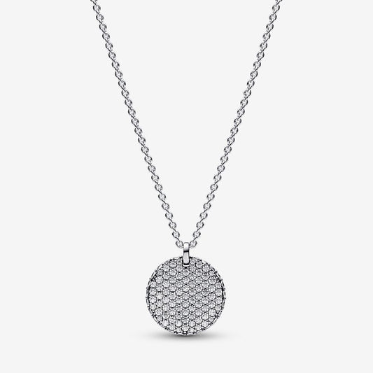 PAN Timeless Pavé Round Pendant Necklace 392632C01-45 925 silver classic round