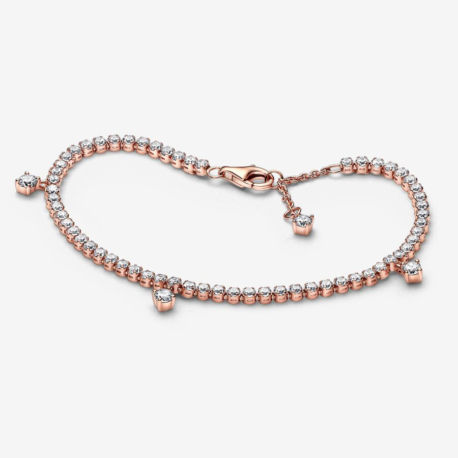 Pan Sparkling Drops Tennis Bracelet 592401C01 925 silver women Zirconia  rose gold