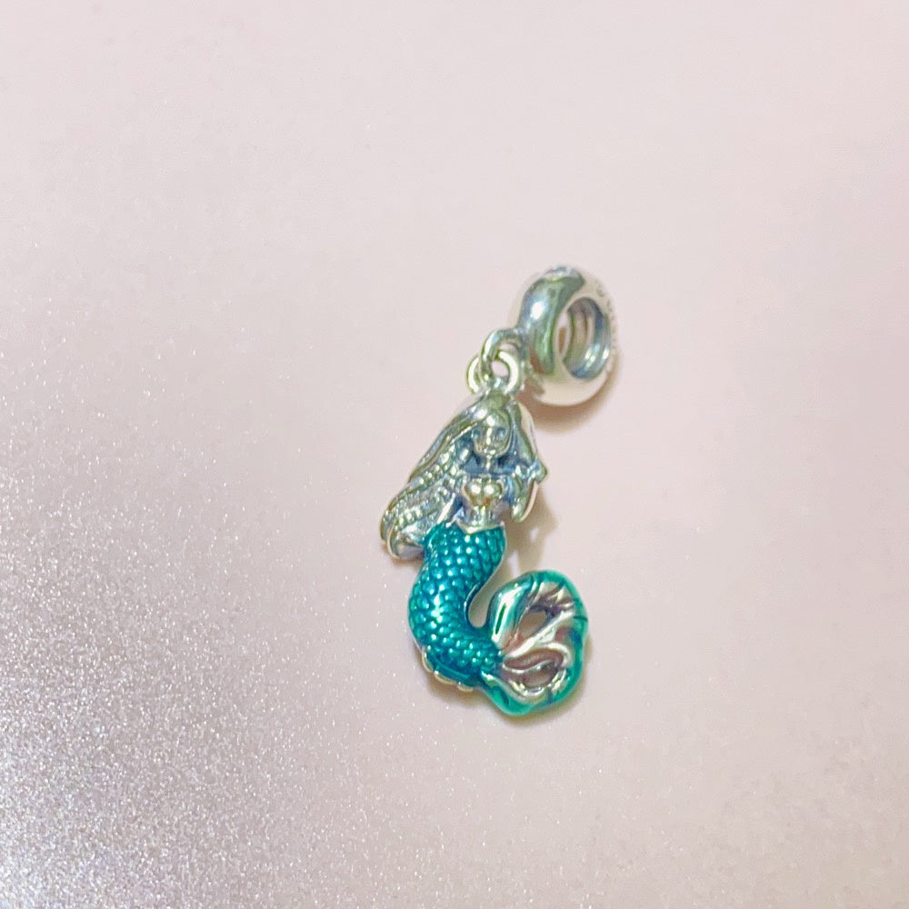 【Moments】The Little Mermaid Ariel Dangle Charm 792695C01 925 Silver Blue Princess travel pendant