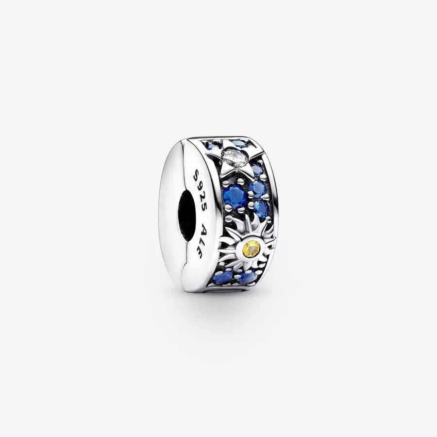 【Moments】Celestial Sun, Star & Moon Clip Charm 792681C01 Sterling silver 925 silver Blue