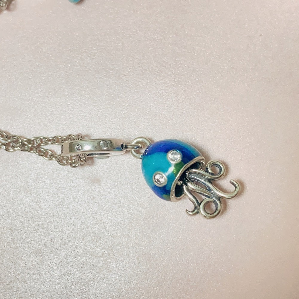 【Moments】Color-changing Jellyfish Dangle Charm 792704C01 925 Silver animal Blue ocean pendant