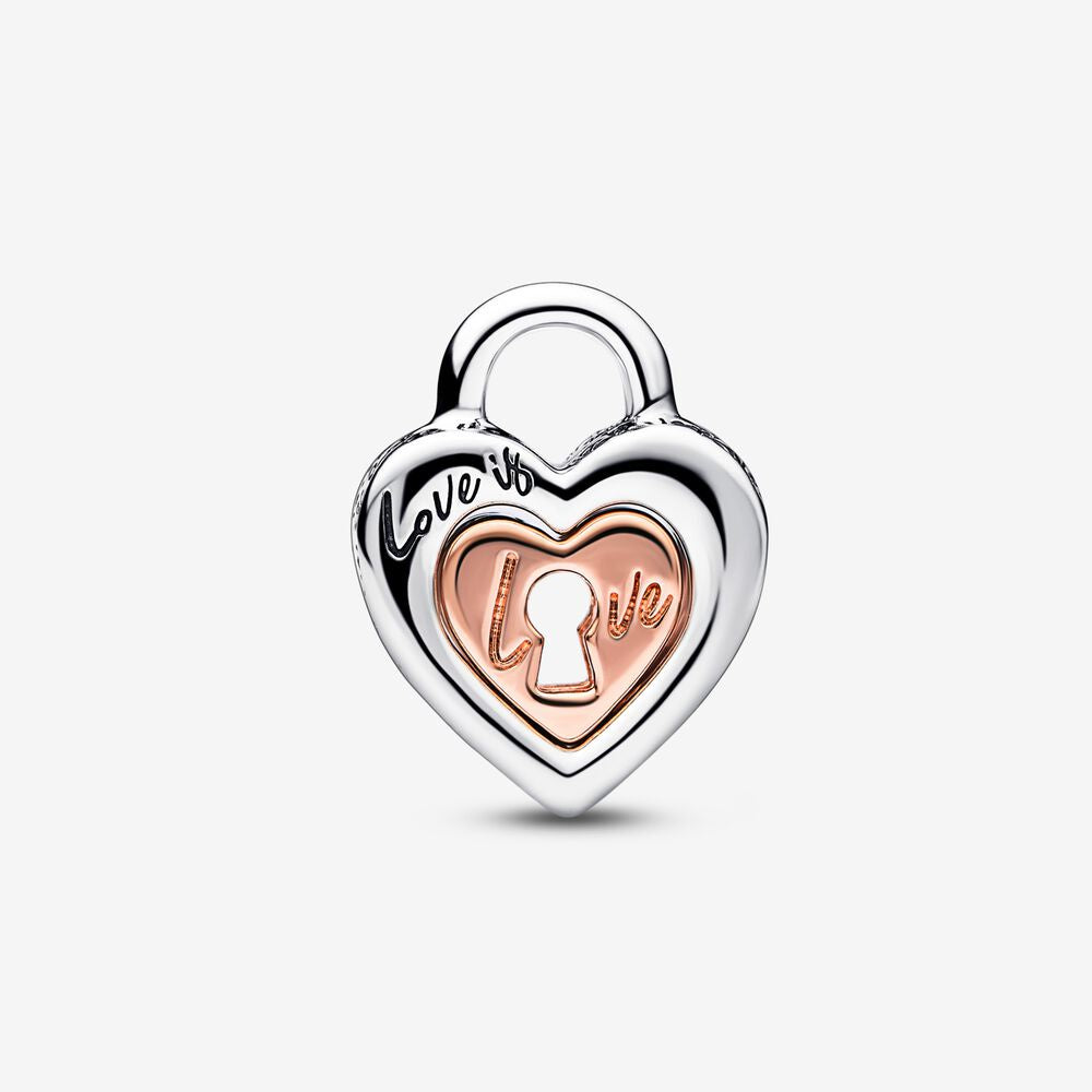 【Moments】Pan Two-tone Padlock Splittable Heart Charm 782505C00 2in1  925 Silver rose gold