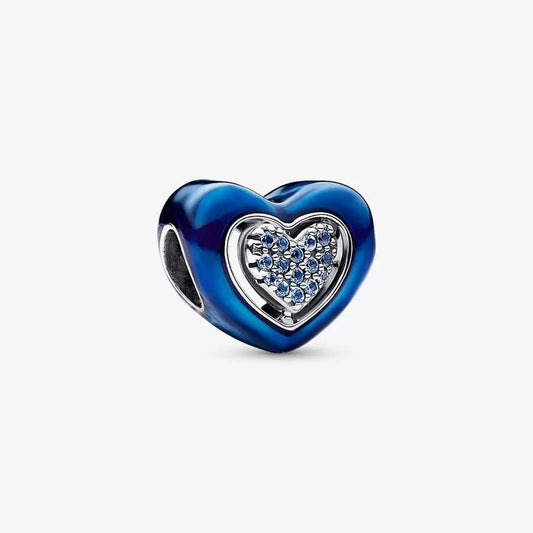 【Moments】Pan Blue Spinnable Heart Charm 792750C01 925 Silver Sterling silver My favorite PERSON