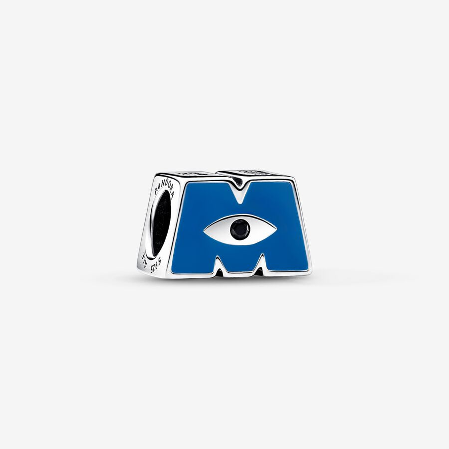 【Moments】Pan isney Pixar Monsters, Inc. Logo M Charm 792753C01 925 silver film Blue Cute cartoon