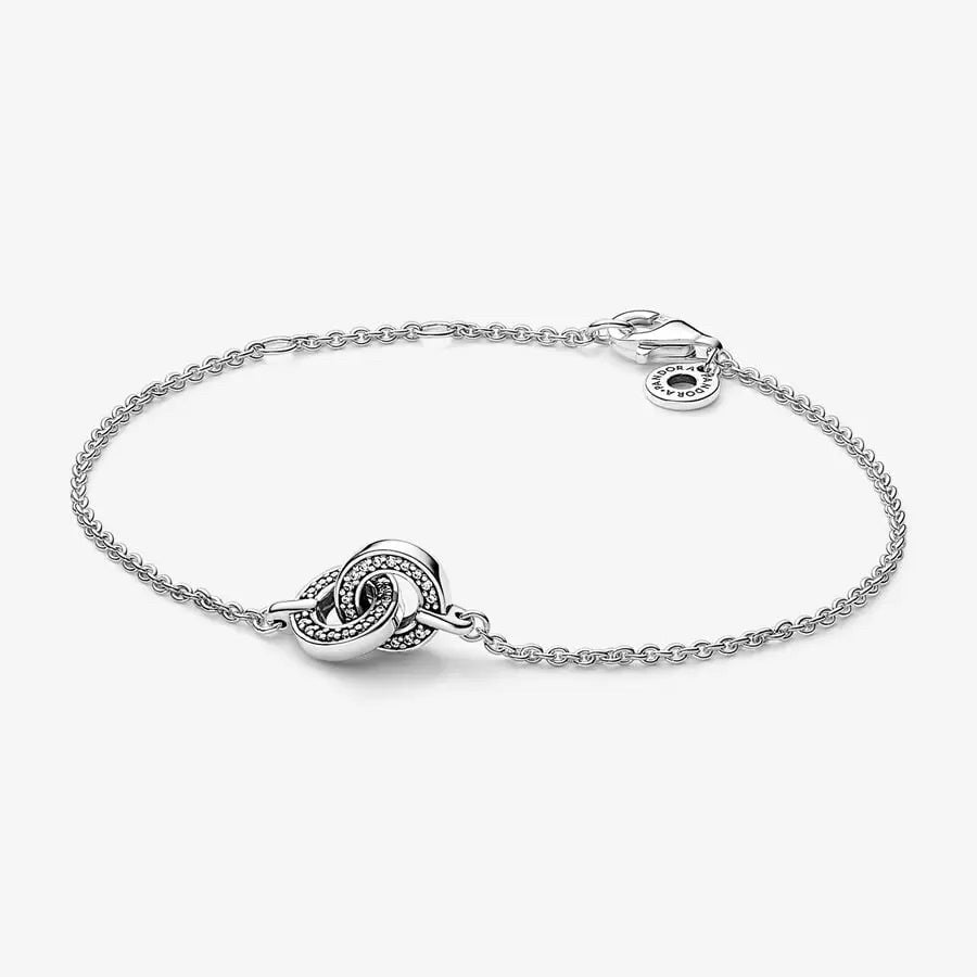 Pan Signature Intertwined Pavé Chain Bracelet 592742C01 925 silver Zirconia classic simple style