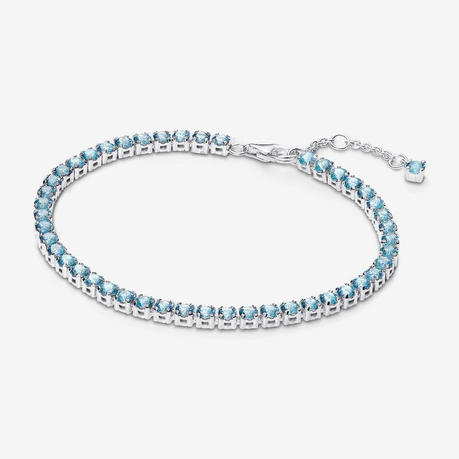 PAN Sparkling Tennis Bracelet 925 silver Pink blue 591469C01 Classic zircon bracelet 599416C01