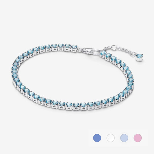 PAN Sparkling Tennis Bracelet 925 silver Pink blue 591469C01 Classic zircon bracelet 599416C01